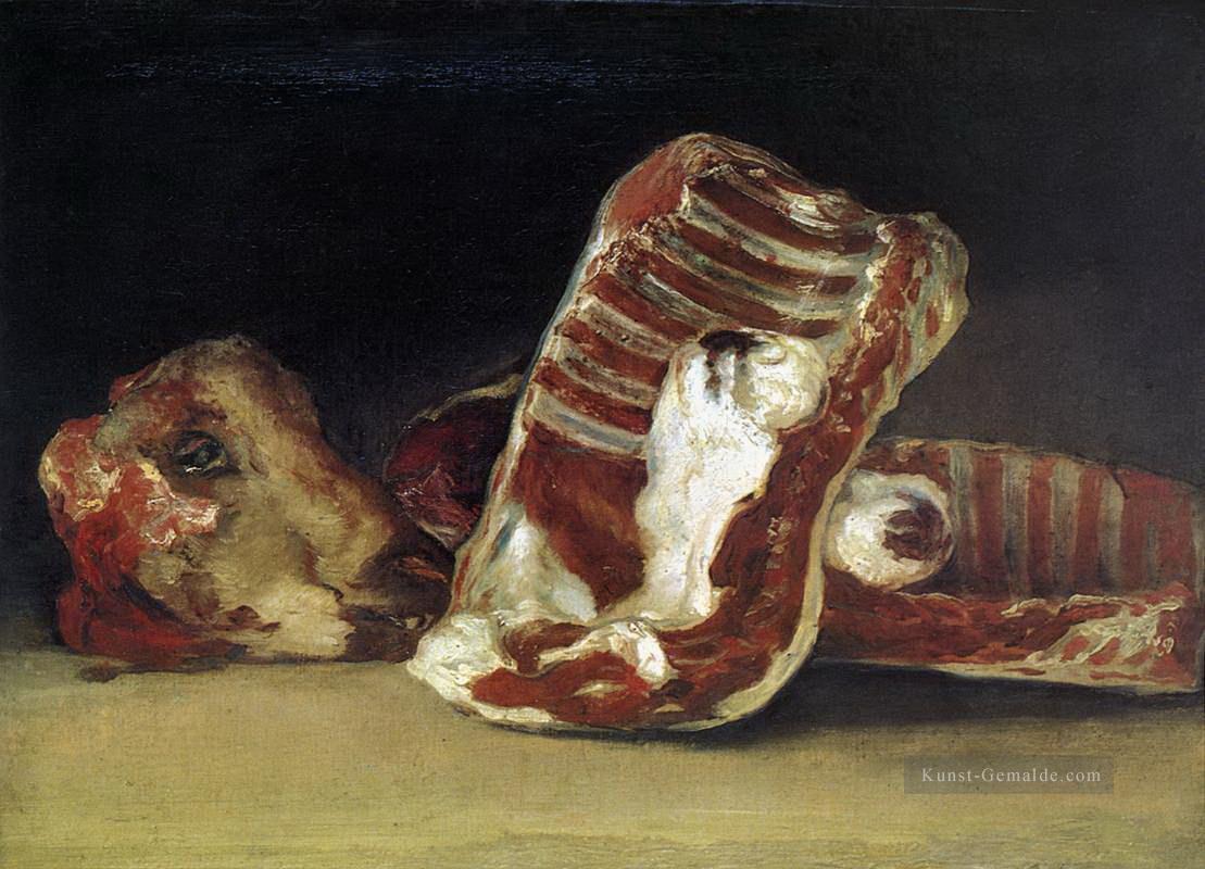 Stillleben von Schaf Rippen und Kopf The Butcher conter Francisco de Goya Ölgemälde